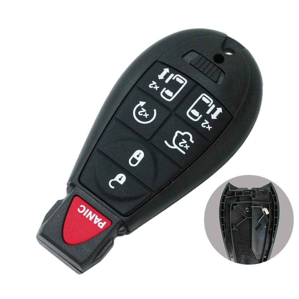 SEGADEN Replacement Key Shell & Uncut Blank Emergency Insert Key Compatible with Dodge Chrysler Jeep Volkswagen Smart Keyless Entry Remote Key Fob (7 Buttons, 6 BTN + Panic, PG755M) – Perfect for Lost or Damaged Key Fob Replacement