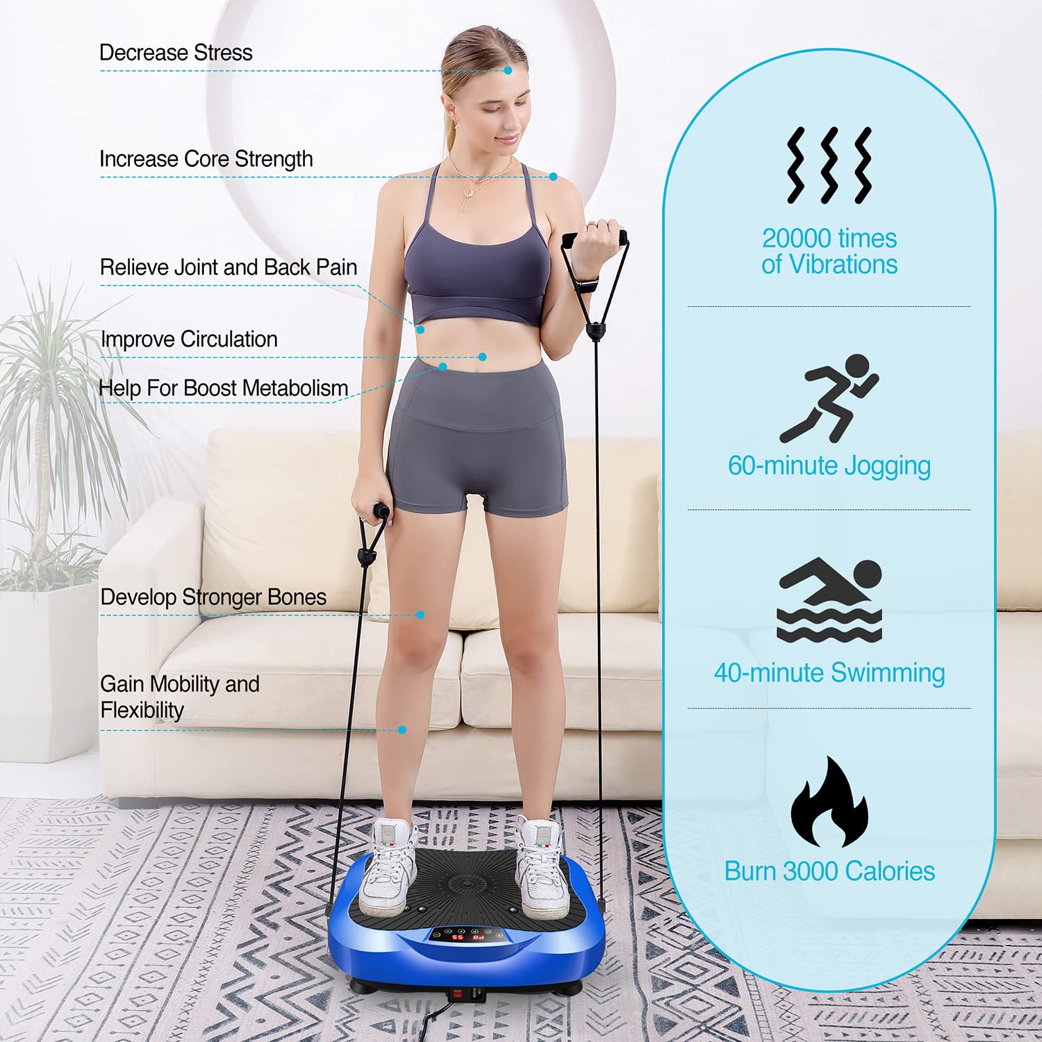 AXV Vibration Plate Exercise Machine - Whole Body Workout Platform for Weight Loss, Toning & Lymphatic Drainage | Home Gym Fitness Equipment for Women & Men | Perfect for Small Spaces & Post-Workout Recovery