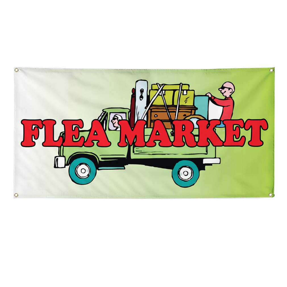 Vinyl Banner - 48x96 Inches, Weatherproof & Durable for Flea Markets, Business Signs, Outdoor Events - Green with 8 Grommets | Perfect for Yard Sales, Trade Shows & Industrial Signage