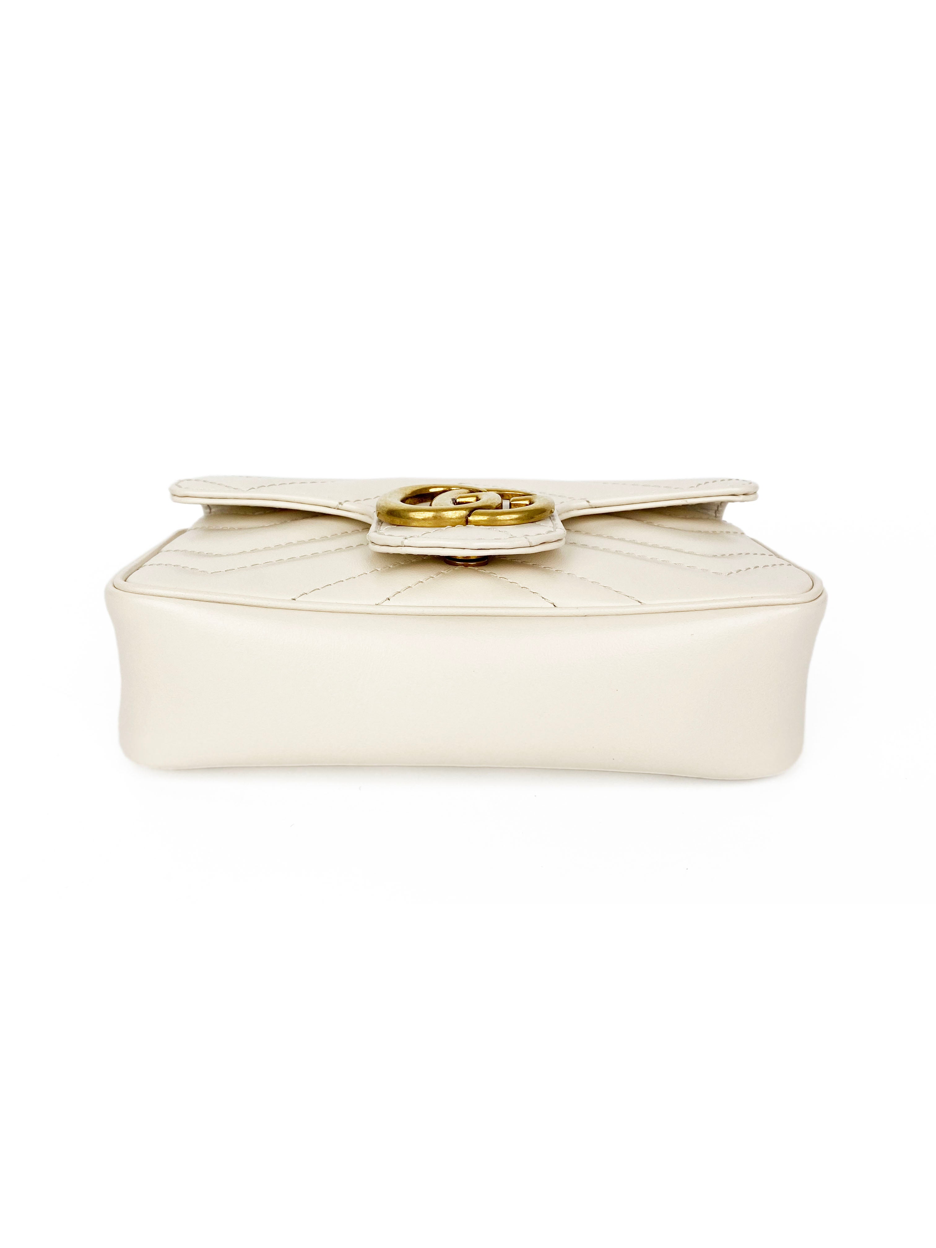 Gucci Super Mini White Marmont Crossbody Bag - Luxury Leather Shoulder Purse for Women, Perfect for Date Night & Evening Events
