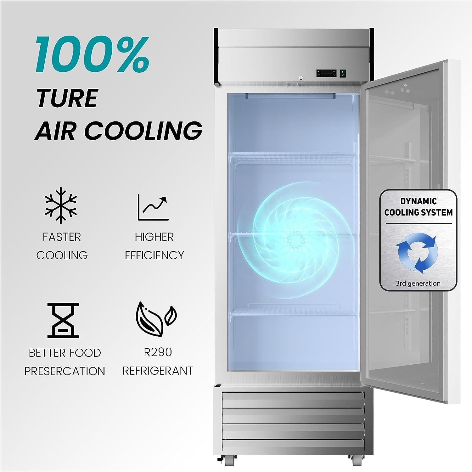 27'W Commercial Freezer Refrigerator 23 Cu. Ft - Dynamic Cooling with OmniSmart Temperature Control for Restaurants, Grocery Stores & Food Service Businesses
