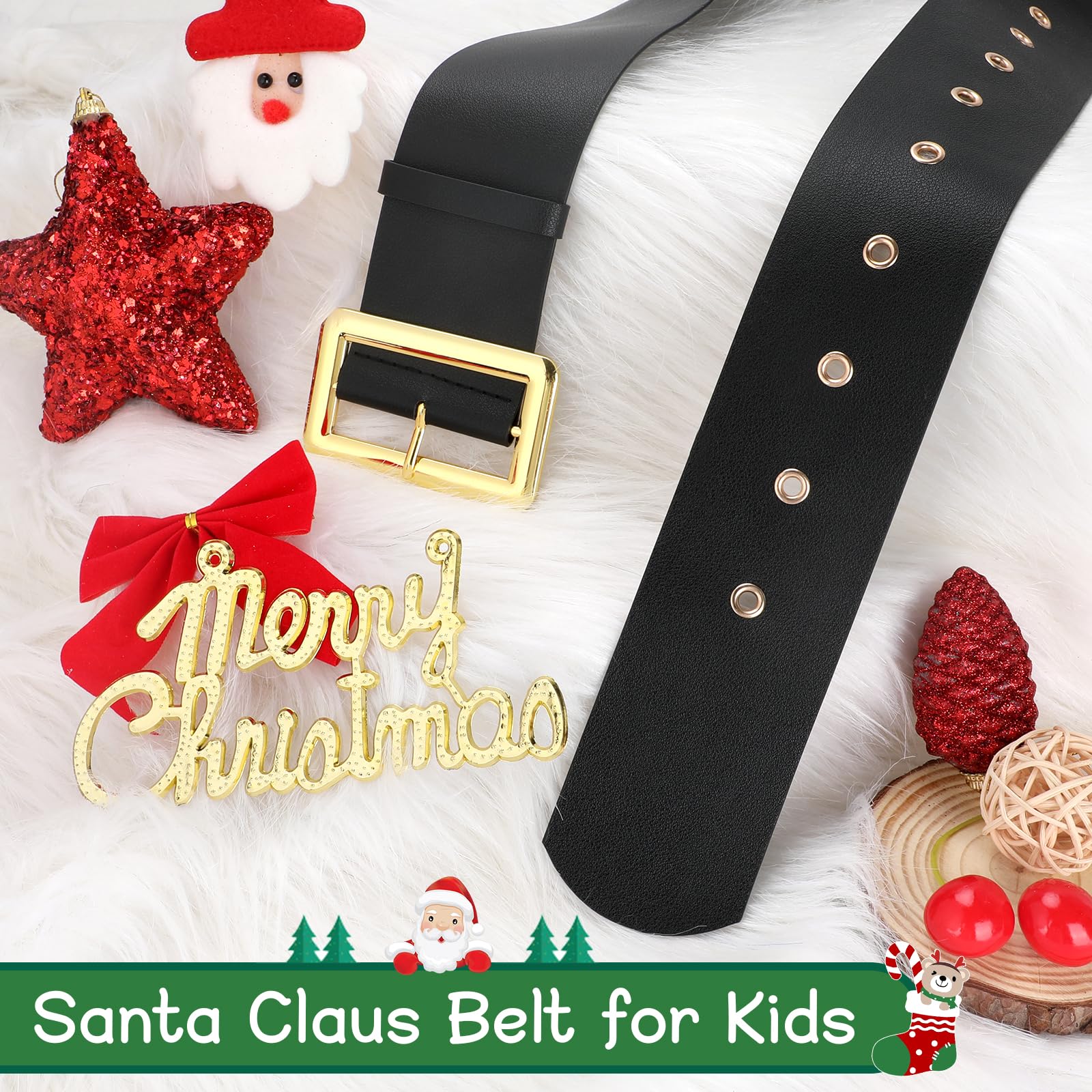JASGOO Kids Santa Belt - Adjustable Christmas Pirate Costume Belt for Boys & Girls - Perfect for Halloween, Christmas Parties & Dress-Up Play