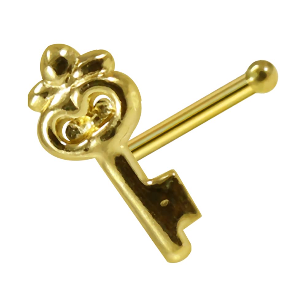 9K Solid Yellow Gold Nose Ring - Dainty 22 Gauge Nose Bone Stud - Hypoallergenic Thin Nose Hoop for Sensitive Skin - Perfect for Everyday Wear, Special Occasions & Gifts