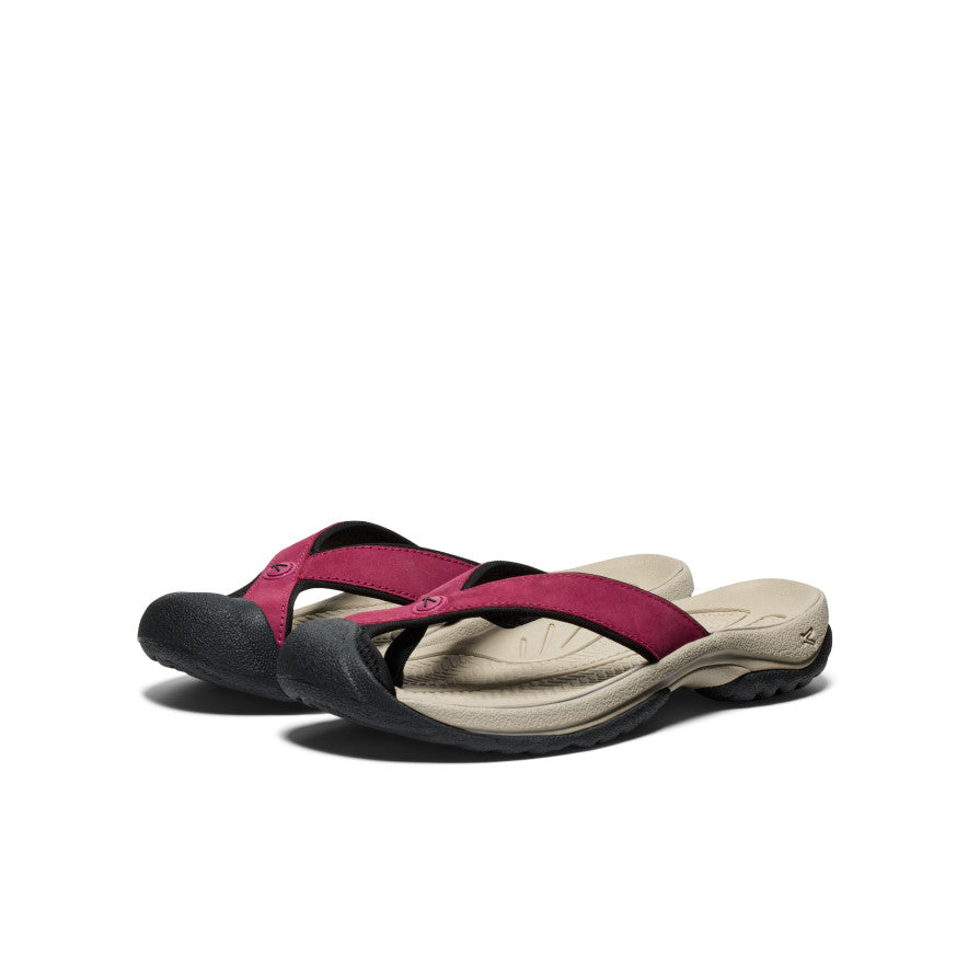 Women's Waimea Leather Flip Flops - Comfortable & Stylish Sandals for Summer | Beaujolais Wine Red | Perfect for Beach, Pool & Casual Outings