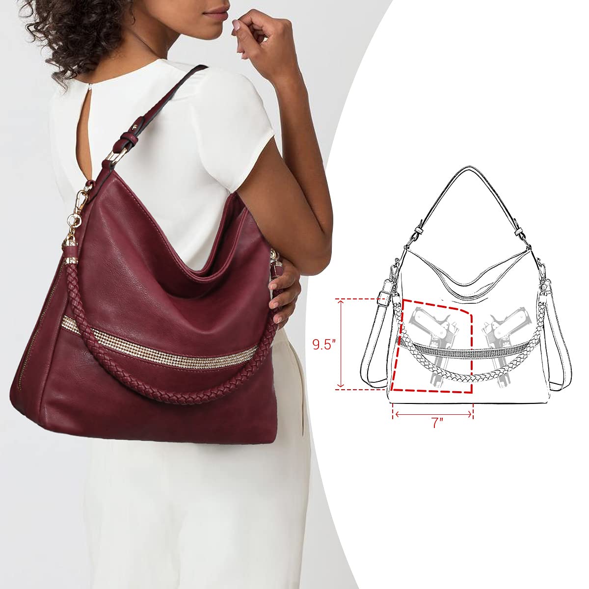 Dasein Vegan Leather Hobo Handbags for Women - Large Shoulder Bag & Tote Purse Set with Long Strap | Stylish Bucket Bag for Work, Travel & Everyday Use