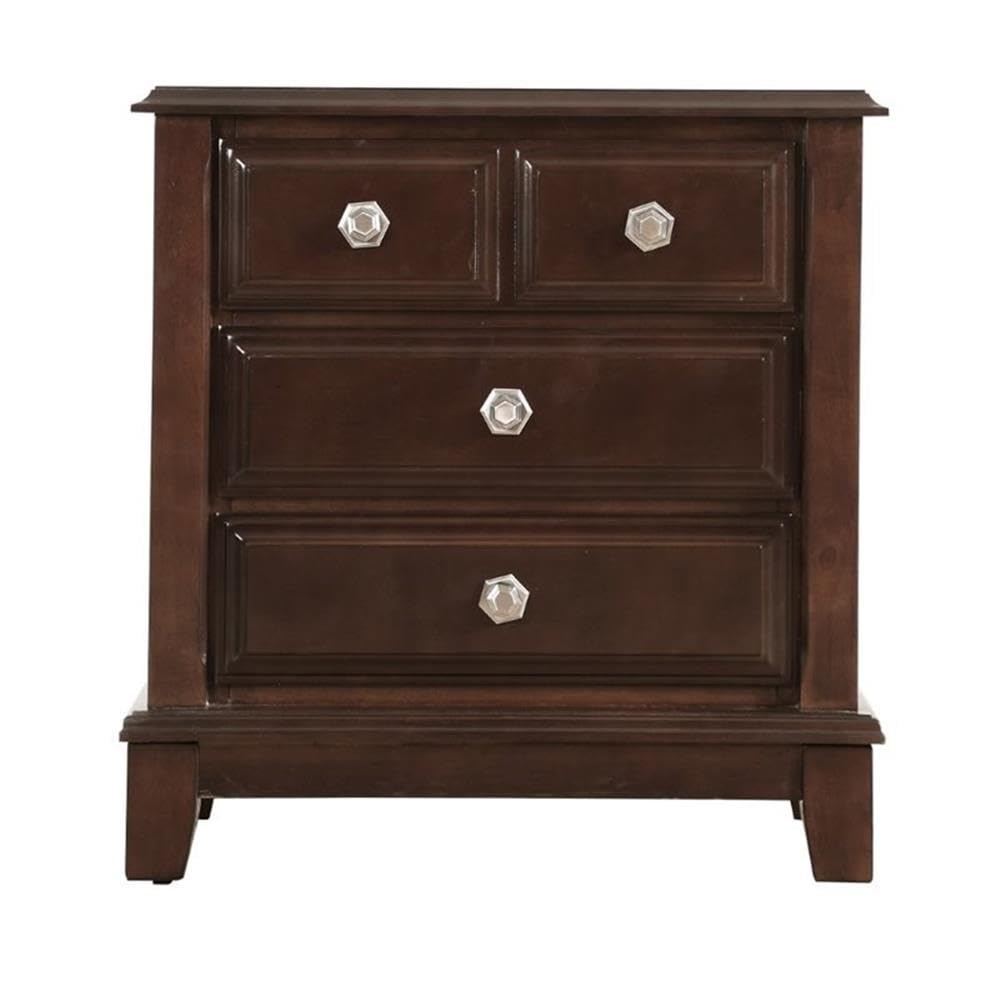 Glory Furniture Ashford 3-Drawer Nightstand in Cappuccino Finish - Perfect for Bedroom Storage & Home Decor
