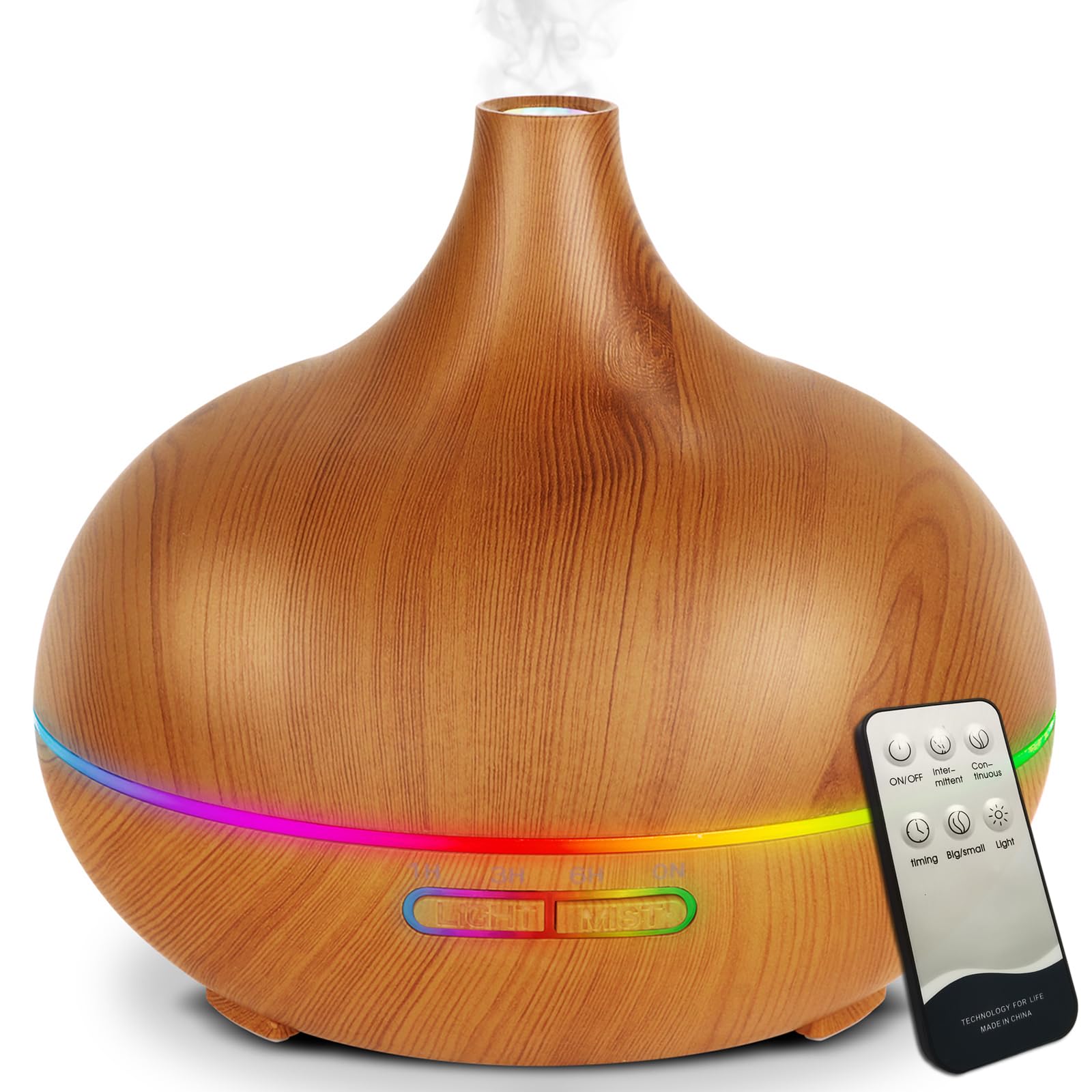 Premium 550ml Essential Oil Diffuser for Home - Ultrasonic Aromatherapy Diffuser & Humidifier with 7 Color LED Lights, 4 Timer Settings & Auto Shut-Off | Perfect for Bedroom, Yoga Studio & Office Relaxation
