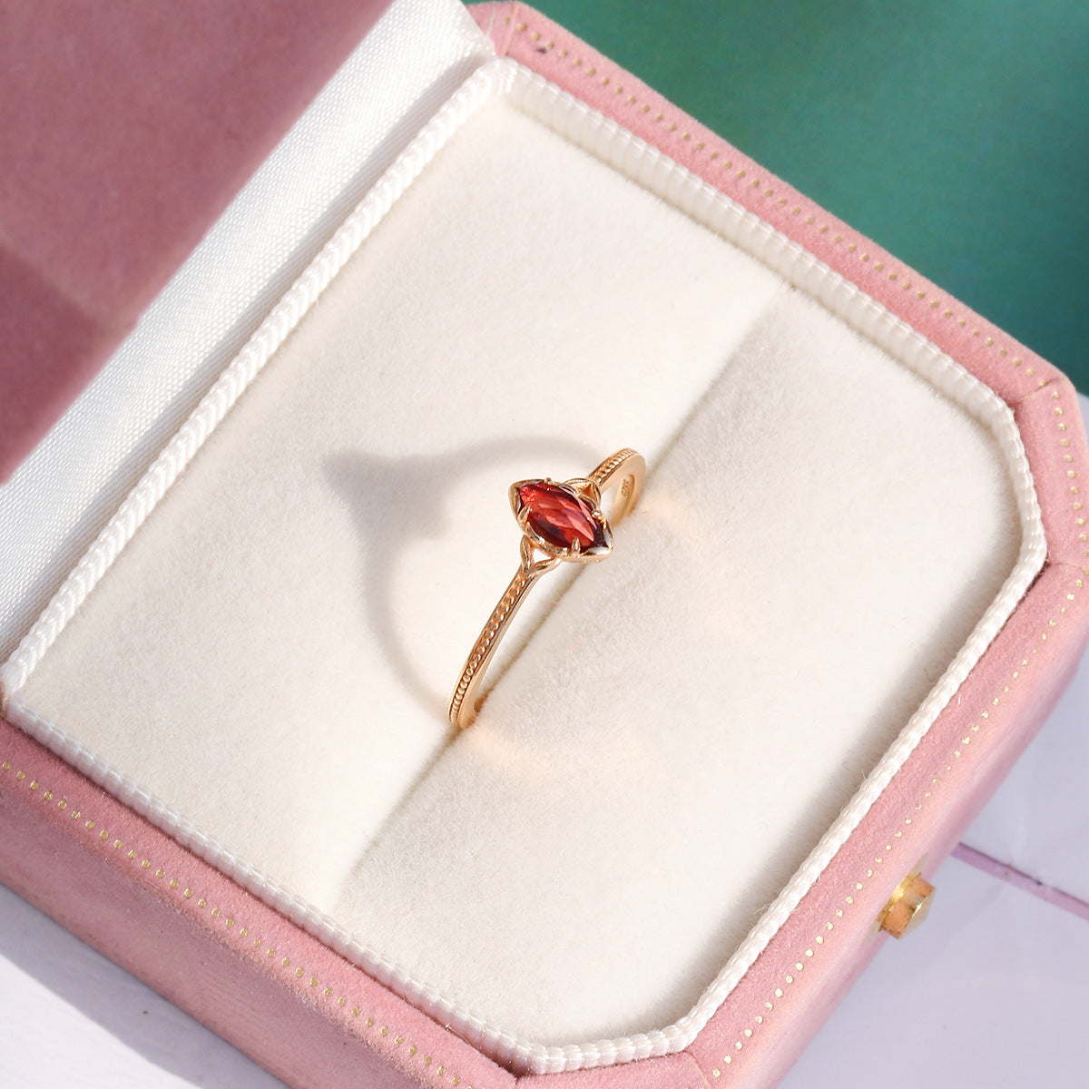 Marquise Red Garnet January Birthstone Ring & Earrings Set | KE178 | Perfect Gift for Birthdays, Anniversaries & Special Occasions
