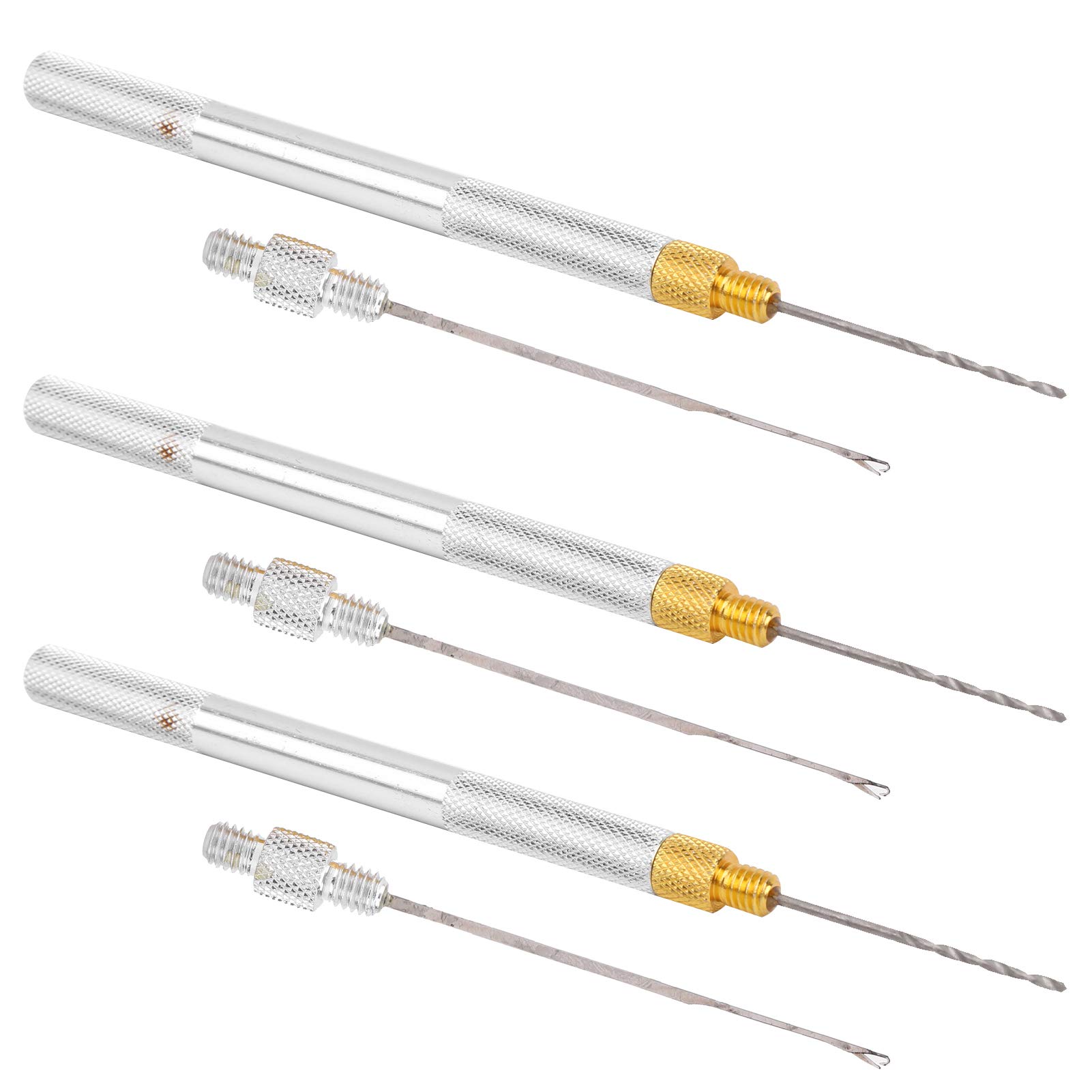 Pinsofy Aluminum Alloy Fishing Bait Needle Set - Fine Pattern Engraved Fish Drill Tackle Tool Kit for Freshwater & Saltwater Angling | Perfect for Bait Rigging, Ice Fishing, and Kayak Fishing Adventures