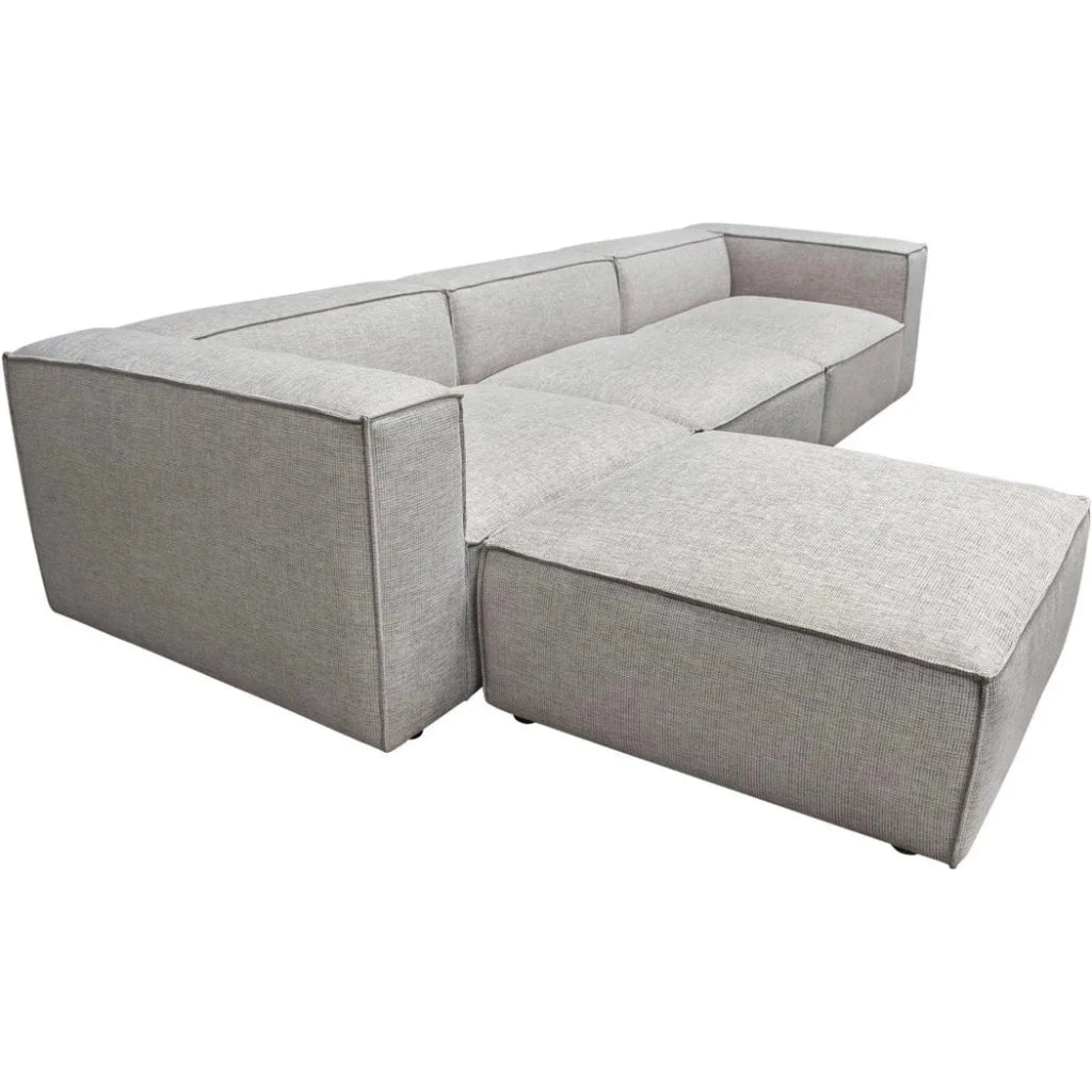 4-Piece Beige Low Back Sectional Sofa Set with Ottoman - Modern Living Room Furniture for Small Spaces & Cozy Home Decor