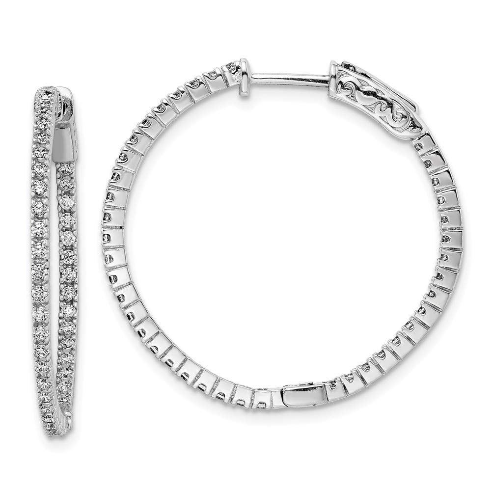 Sterling Silver Rhodium-Plated Cubic Zirconia Hinged Hoop Earrings for Women - Elegant CZ Studded Hinged Loop Earrings for Everyday Wear, Parties & Special Occasions