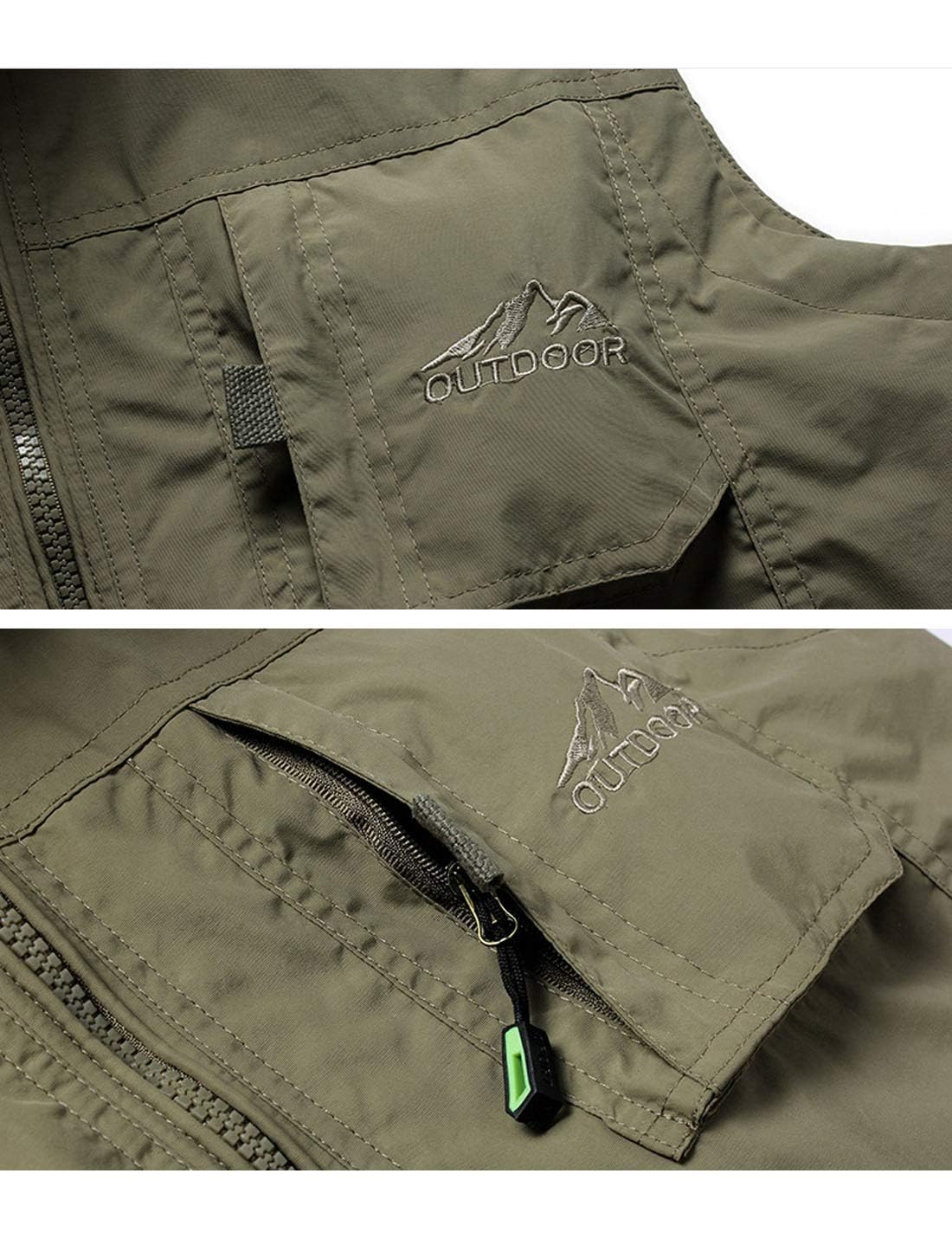 Flygo Men's Lightweight Outdoor Fishing Vest with Multiple Pockets - Perfect for Hiking, Camping, Travel & Work (Water-Resistant, Breathable)