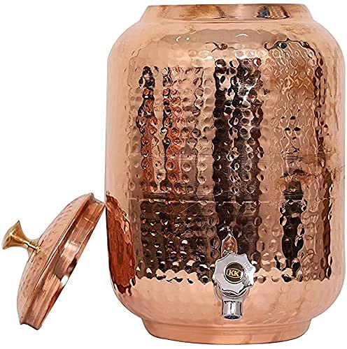 Pure Copper Drinkware Set - 5 Liter Copper Water Pot with 2 Glasses | 3-Piece Copper Water Container Set for Ayurveda & Wellness | Perfect for Home, Office & Yoga Retreats