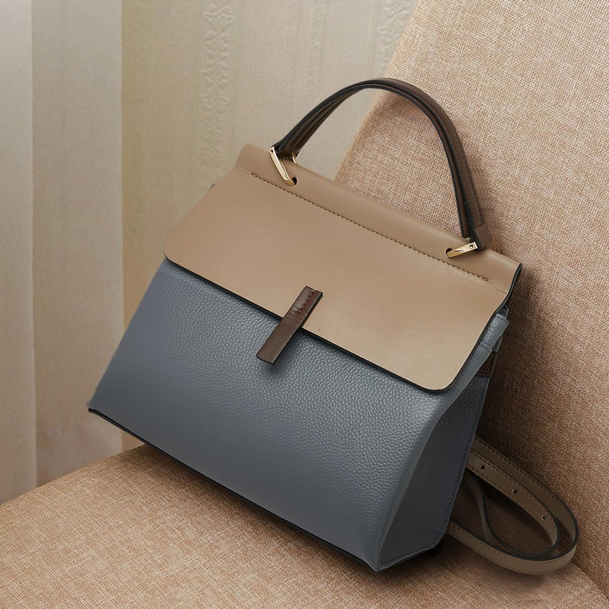 Genuine Leather Shoulder Bag for Women - Stylish Satchel Handbag with Handle & Crossbody Strap - Perfect for Work, Travel & Everyday Use