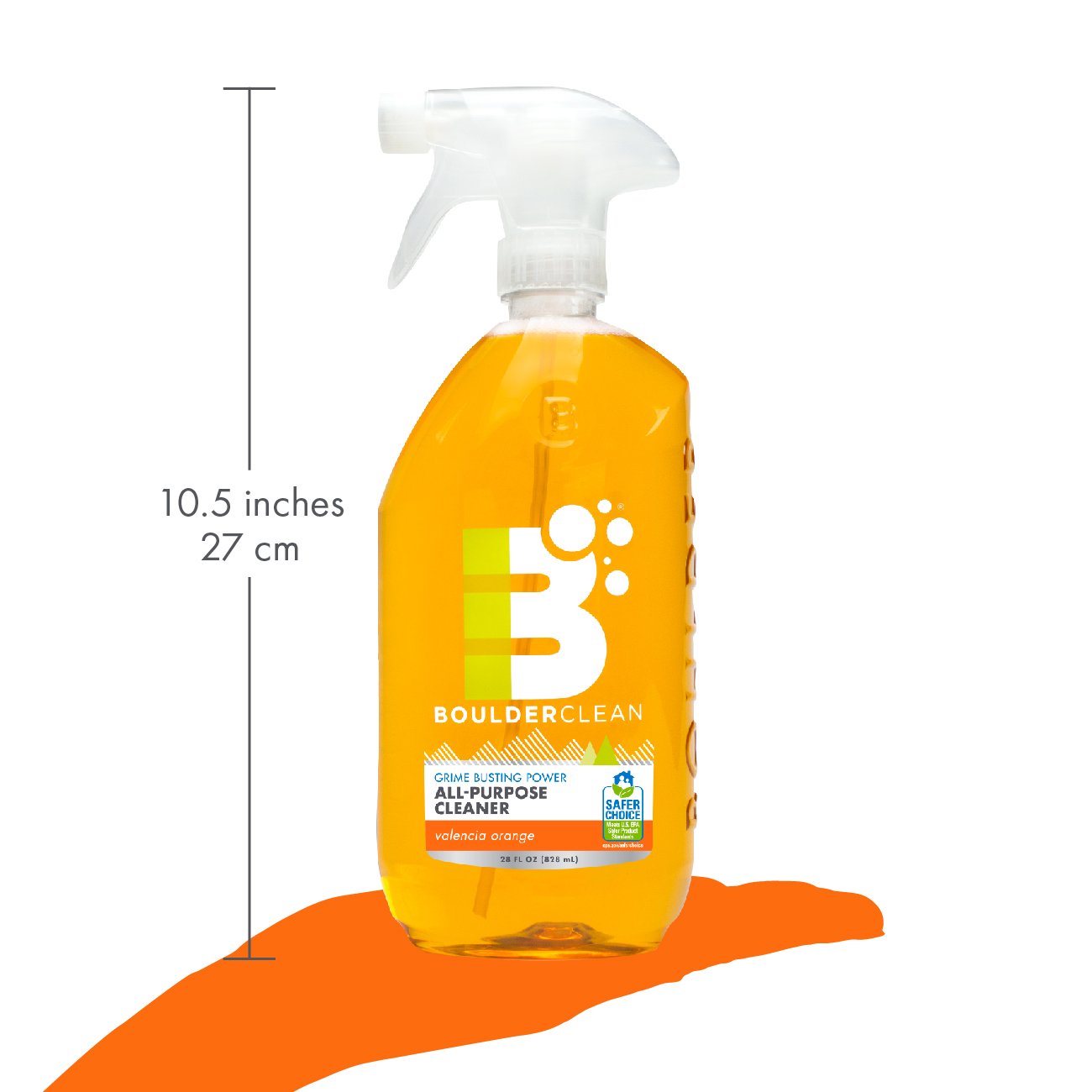 Boulder Clean Natural All-Purpose Cleaner - Valencia Orange Scent, 28 fl oz, Plant-Based & Eco-Friendly for Kitchen, Bathroom & Home Cleaning