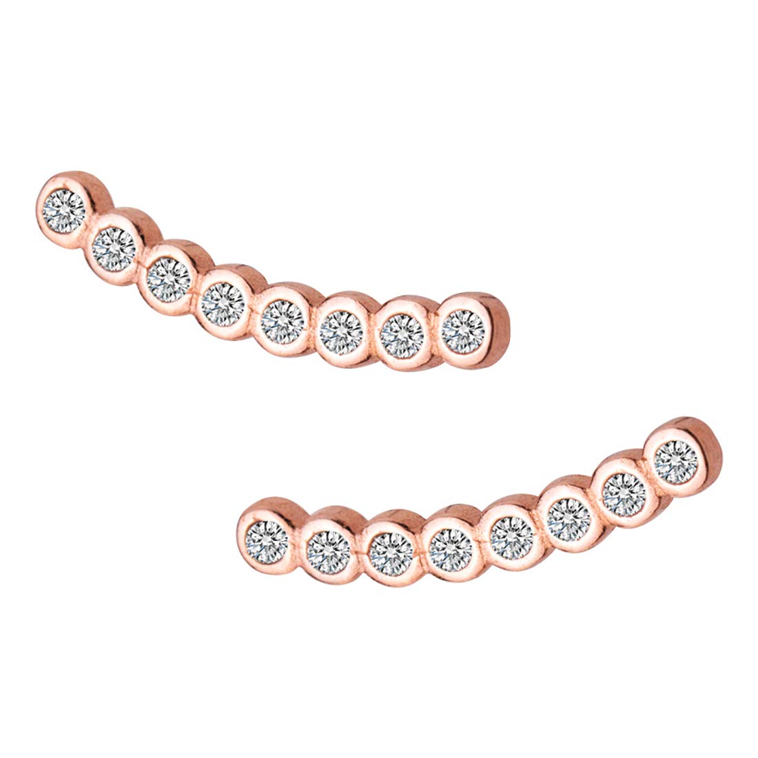 Reffeer Cubic Zirconia Stud Earrings for Women - 925 Sterling Silver Crystal Ear Crawlers - Shiny Dangle Earrings for Teens & Girls | Perfect for Parties, Weddings & Everyday Wear