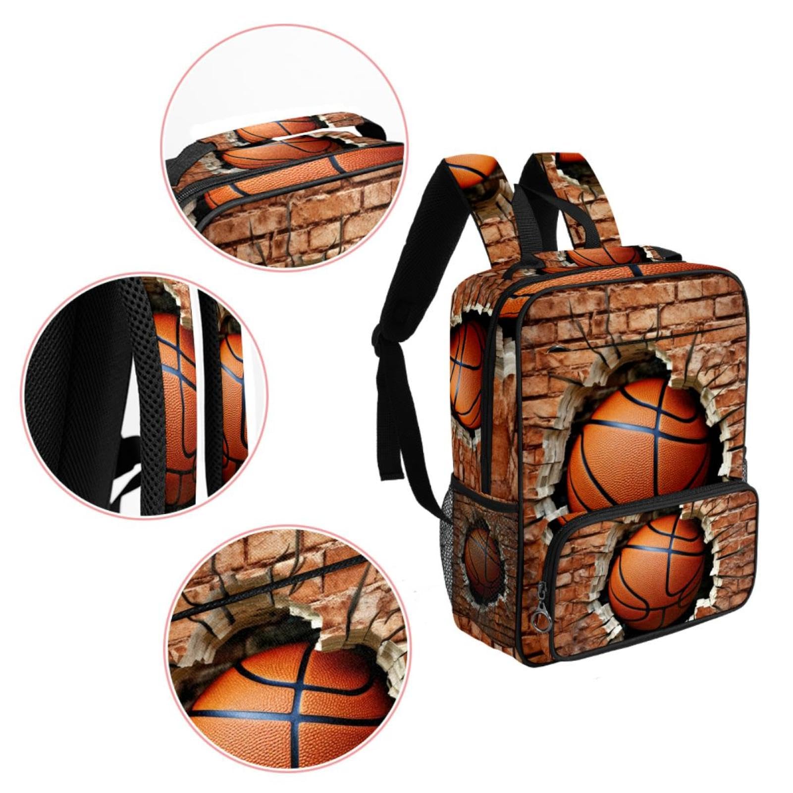Premium Travel & Work Backpack - Durable Ball Basketball Wall Texture Design - Perfect for Commuting, Gym, School & Outdoor Adventures