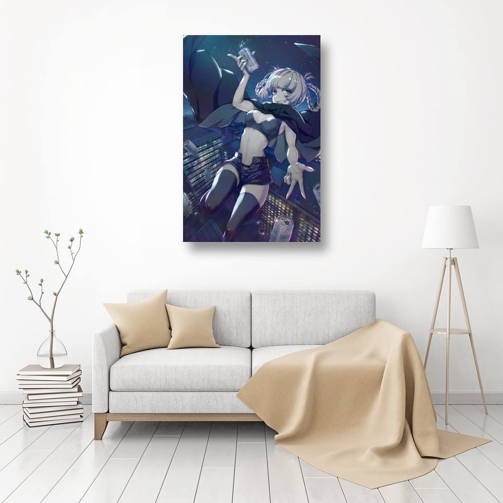 JUNZHE Call of The Night Anime Wall Art Poster - 24x36inch (60x90cm) Canvas Painting for Bedroom Decor, Living Room, Game Room & Office - Perfect Gift for Anime Fans & Home Decoration