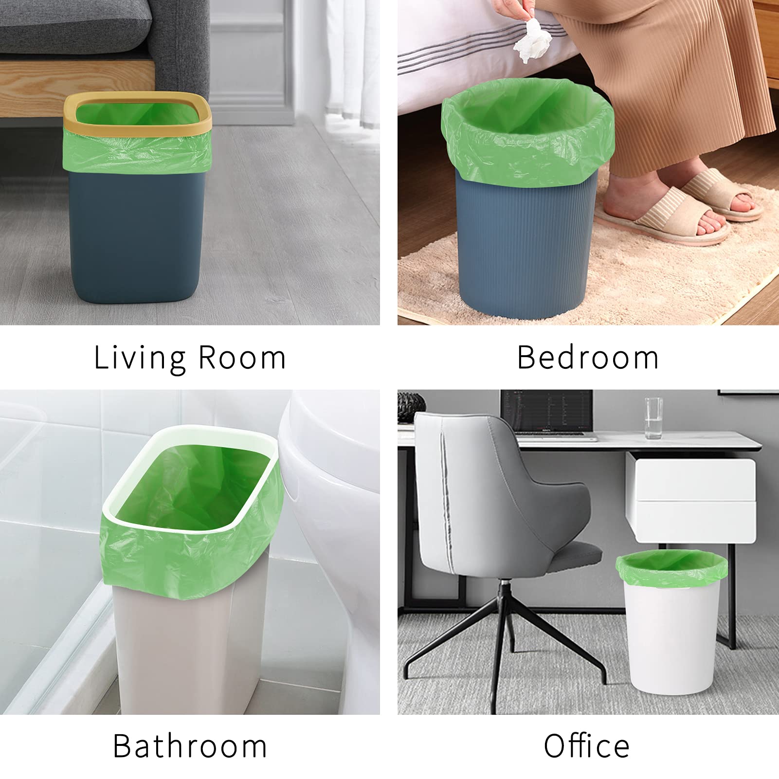 Toplive 4 Gallon Green Trash Bags - Heavy Duty Garbage Bags for Kitchen, Bathroom, Bedroom & Office Waste Bins | Perfect for Home, Office & Commercial Use