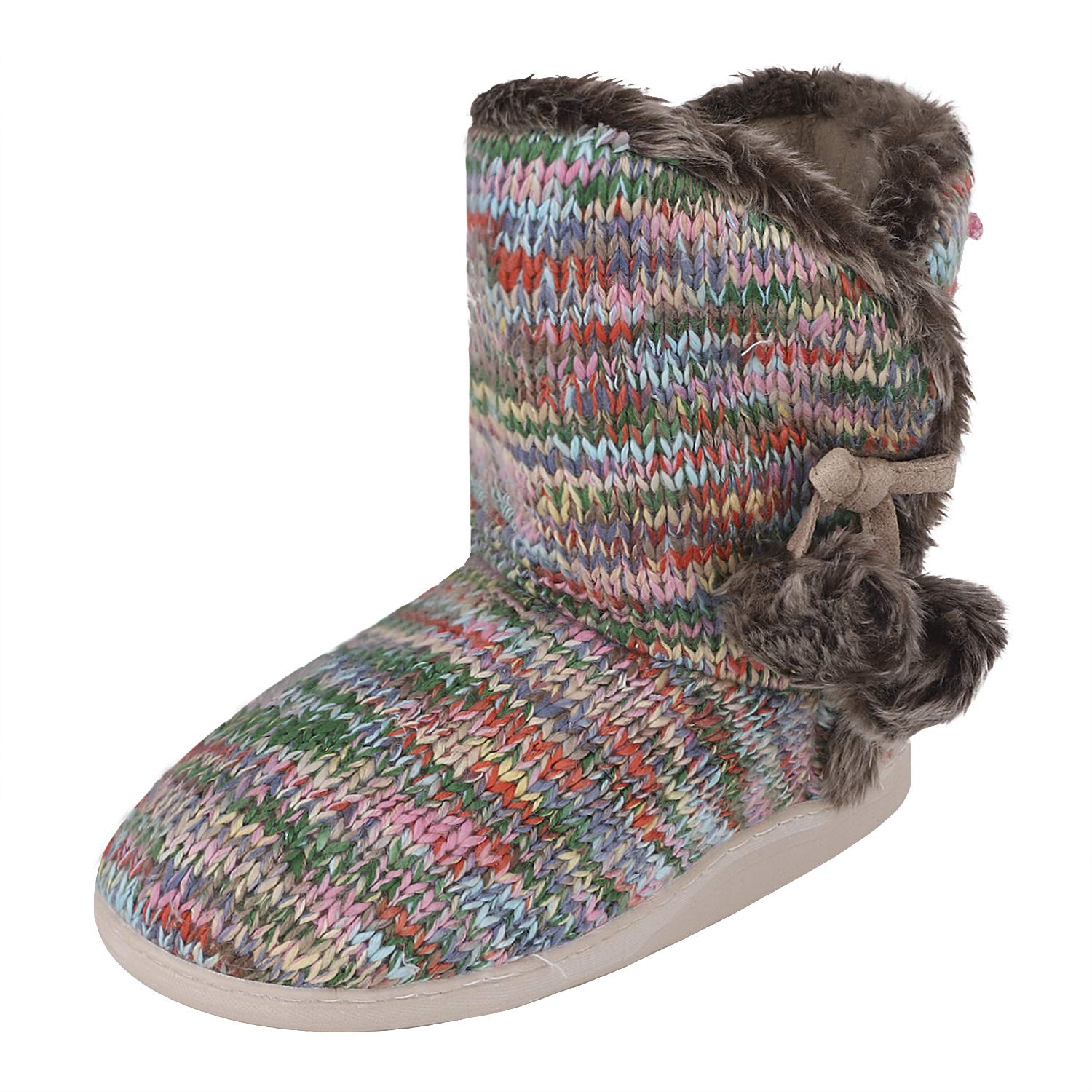 Women's Winter Plush Lined Slipper Booties - Cozy Knit Ankle Boots with Warm Fluffy Lining for Indoor/Outdoor Use - Perfect as House Shoes, Snow Boots, and Comfy Foot Warmers for Hiking, Lounging & Cold Weather