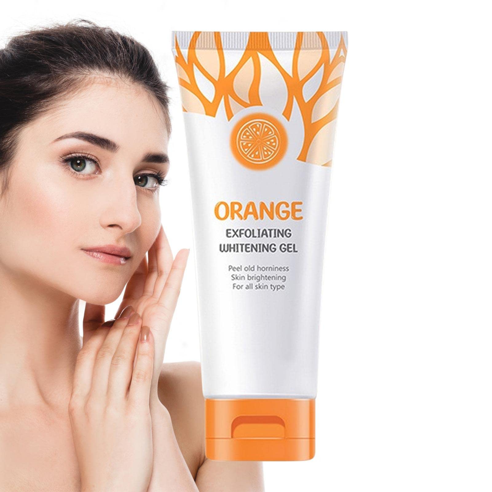Natural Orange Whitening & Brightening Peeling Gel for Face - Dead Skin Remover & Pore Tightening Scrub for Women | Gentle Exfoliation for Glowing Skin at Home Spa