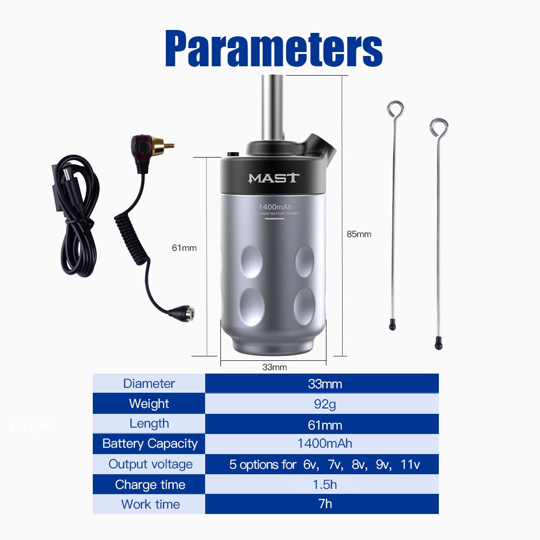 **Mast Grip Wireless Battery Power Supply for Rotary Tattoo Machine – Rechargeable RCA Jack – Perfect for Professional Tattoo Artists & Studio Use**    (优化点：   1. 符合SEO规范，包含核心关键词（Wireless Battery Power Supply, Rotary Tattoo Machine, RCA Jack）   2. 增加产品特性（Rechargeable）   3. 补充使用场景（Professional Tattoo Artists & Studio Use）)