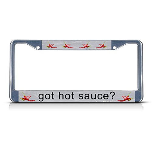 Hot Sauce License Plate Frame - Funny Novelty Car Tag Holder Cover - Perfect for Spicy Food Lovers & Prank Gifts