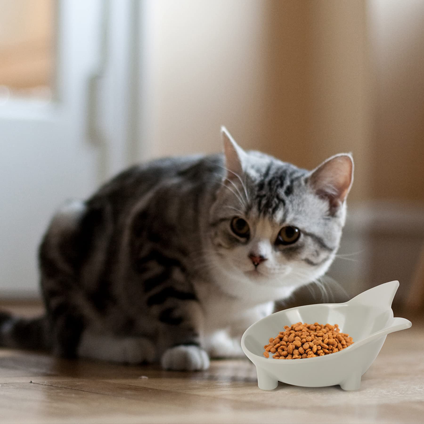 Premium Anti-Slip Cat Bowls Set of 3 - Multi-Purpose Pet Food & Water Dish for Kittens & Adult Cats (Grey/Black/White) - Perfect for Home, Travel & Vet Visits