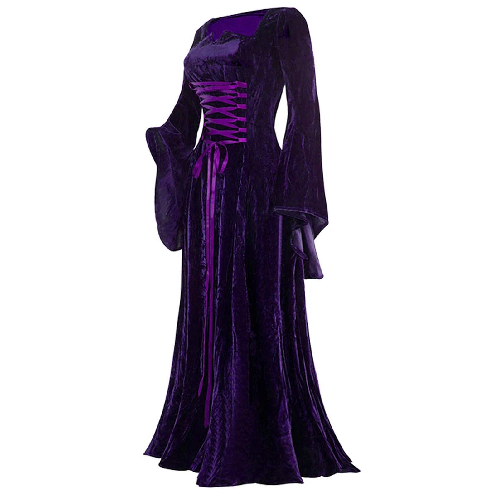 JEGULV Women's Renaissance Medieval Dress with Corset Lace Up - Plus Size Vintage Irish Costume Gown for Halloween, Cosplay & Renaissance Faires | Elegant Princess Dress for Historical Reenactments