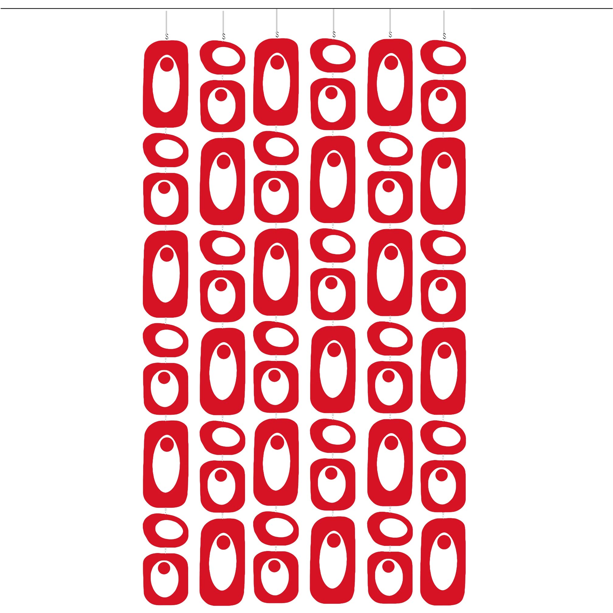 Vintage Red Beatnik Room Divider DIY Kit - Mid Century Modern Room Partition Screen for Home & Office Decor - Foldable Privacy Screen in Multiple Sizes (XL 44