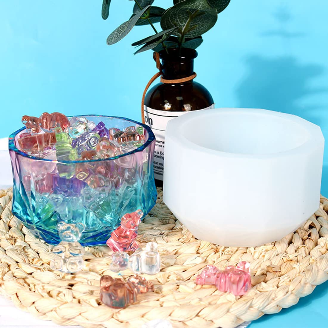 Voyyphixa Silicone Storage Box Molds with Lid - Candy Jar, Epoxy Resin Container Molds for Candlestick, Trinket Case, Jewelry Box & Small Planter Pot - Perfect for DIY Crafts, Home Decor & Gift Making