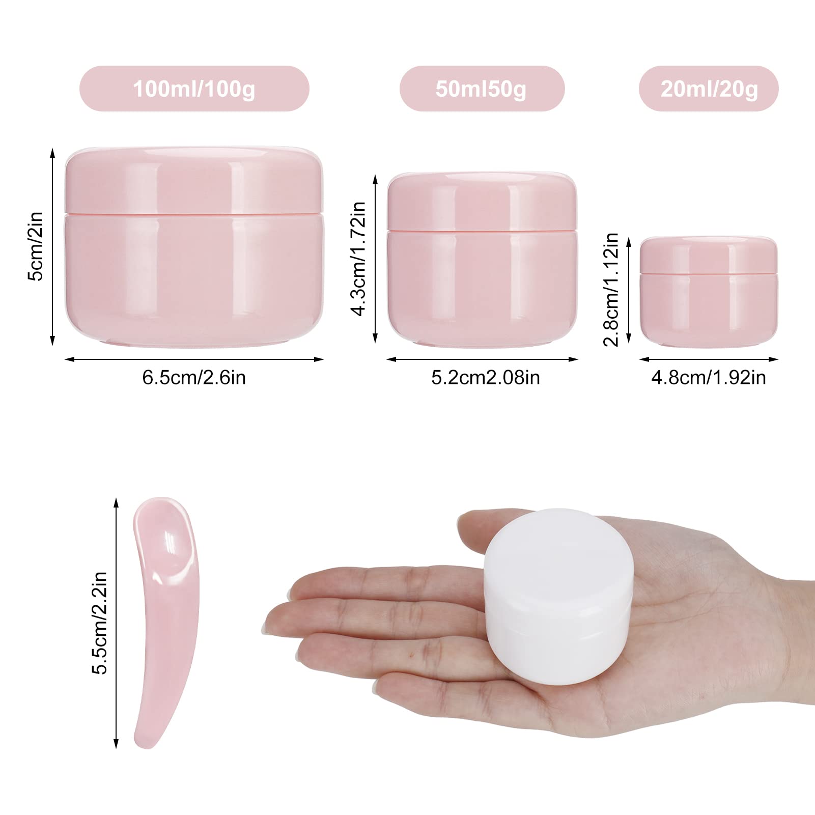 Heyu-Lotus 10-Piece Travel Toiletry Pots Set - 20ml/50ml/100ml Cosmetic Sample Jars with Spatulas for Creams, Makeup & Nail Art Storage - Perfect for Travel, Salon & DIY Beauty Organization