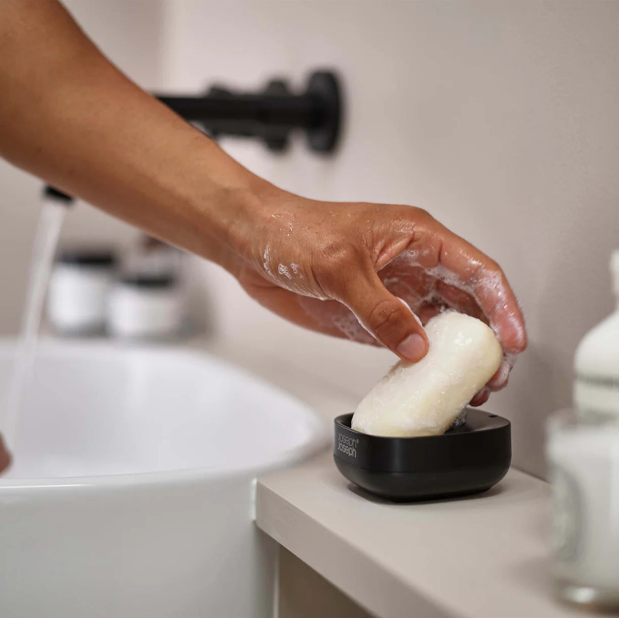 Slim™ Compact Matt Black Soap Dish - Modern Bathroom Organizer for Bar Soap | Perfect for Showers, Sinks & Countertop Storage