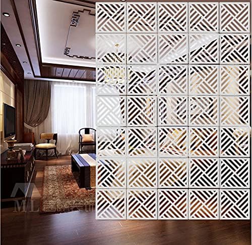 12-Piece White Hanging Room Divider Panel - Wood-Plastic DIY Partition Screens for Home & Office - 11.4x11.4 Inch with All Accessories - Perfect for Bedroom Privacy, Living Room Decor & Space Division