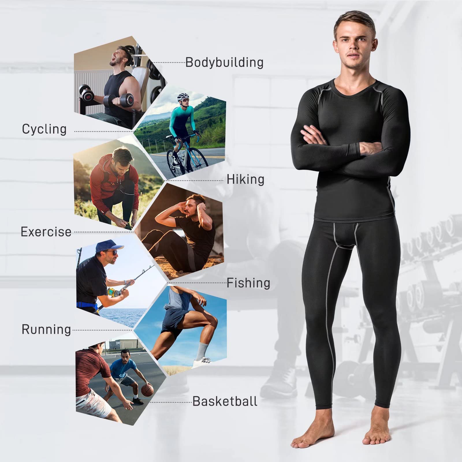 1 or 2 Pack Men's Compression Pants - Cool Dry Basketball Running Tights for Workout & Gym - Moisture Wicking Athletic Leggings for Sports, Training & Active Lifestyle