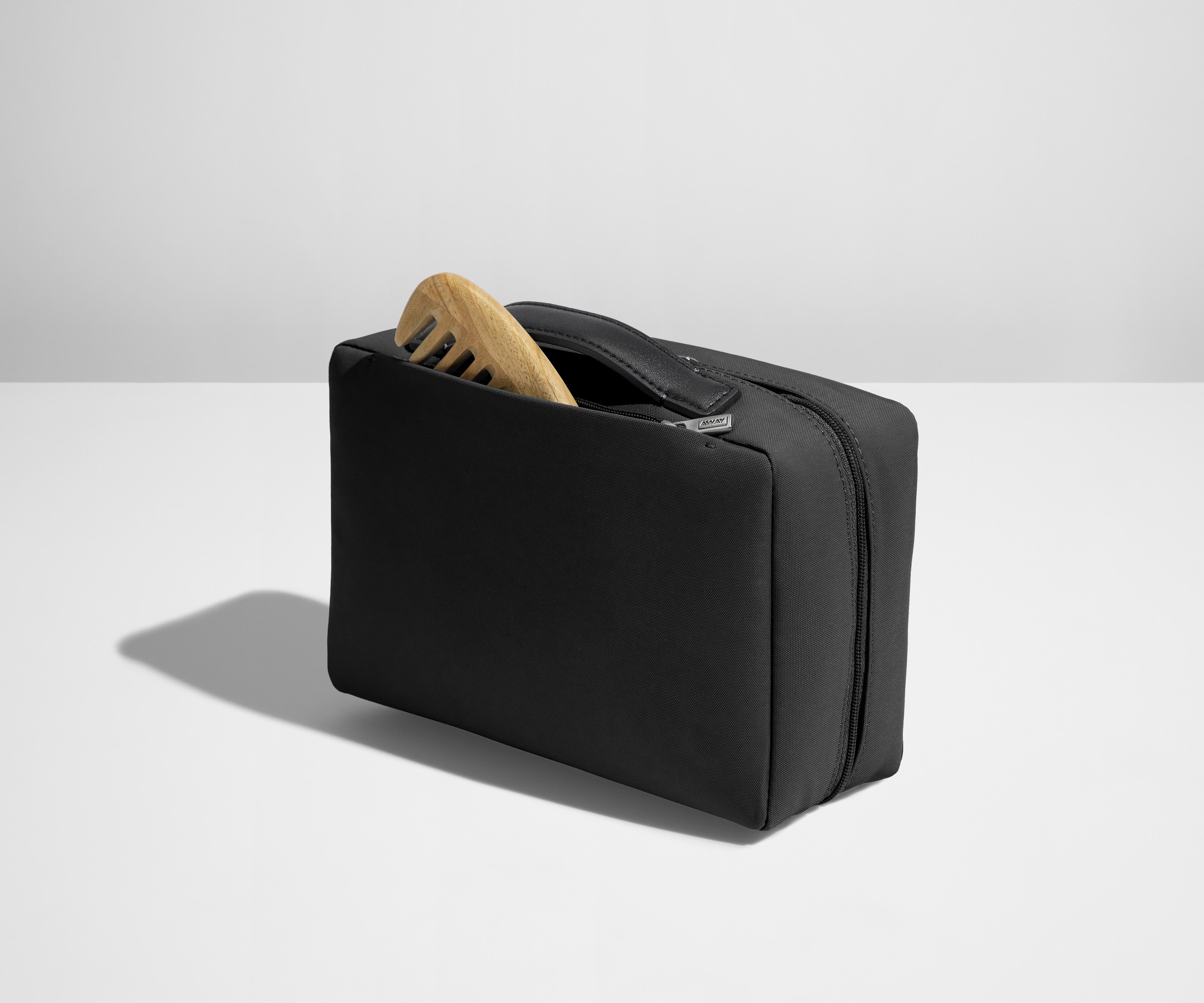 Jet Black Small Toiletry Bag for Travel - Compact Cosmetic Organizer for Women & Men, Perfect for Carry-On Luggage & Weekend Getaways