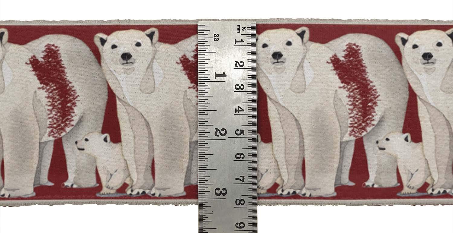 Red Polar Bear Animal Print Velvet Ribbon Trim - 9 Yards, 3 Inches Wide for Crafts & Sewing Accessories | Perfect for DIY Projects, Gift Wrapping, and Home Decor