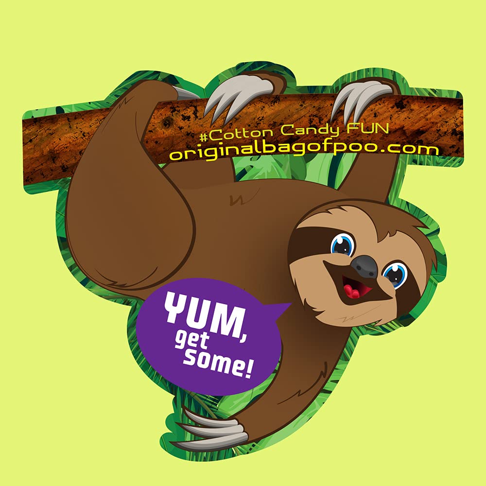 Original Bag of Poo® - Sloth Poo Black Cherry Flavored Cotton Candy (1oz) | Novelty Gag Gift with Free Sticker | Perfect for Pranks, Party Favors & Funny Gifts