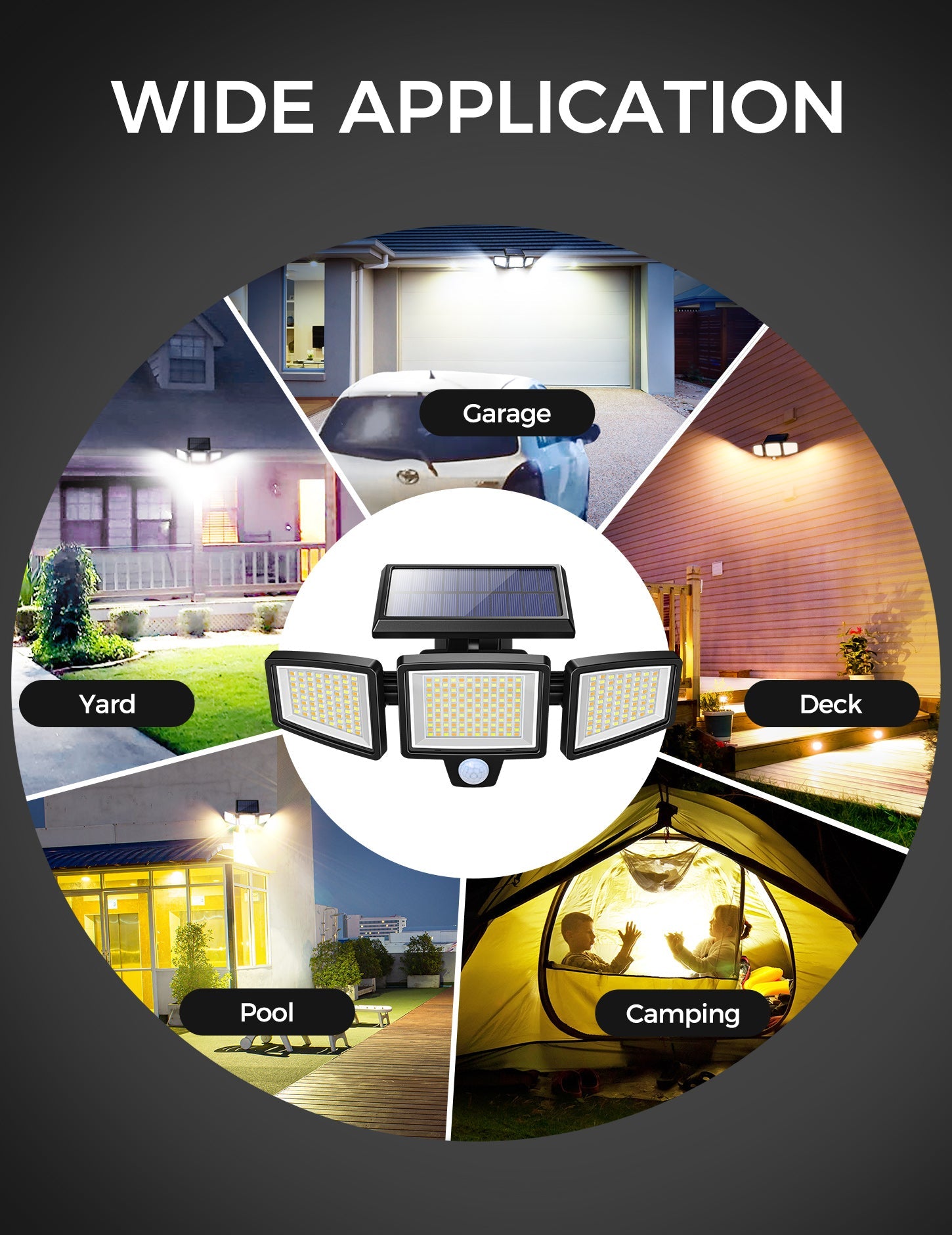 CD304 LED Solar Motion Sensor Lights - 2500LM Wireless Outdoor Solar Lights with 4 Lighting Modes & Adjustable Bi-Colors | Perfect for Garden, Pathway, Patio, and Security Lighting