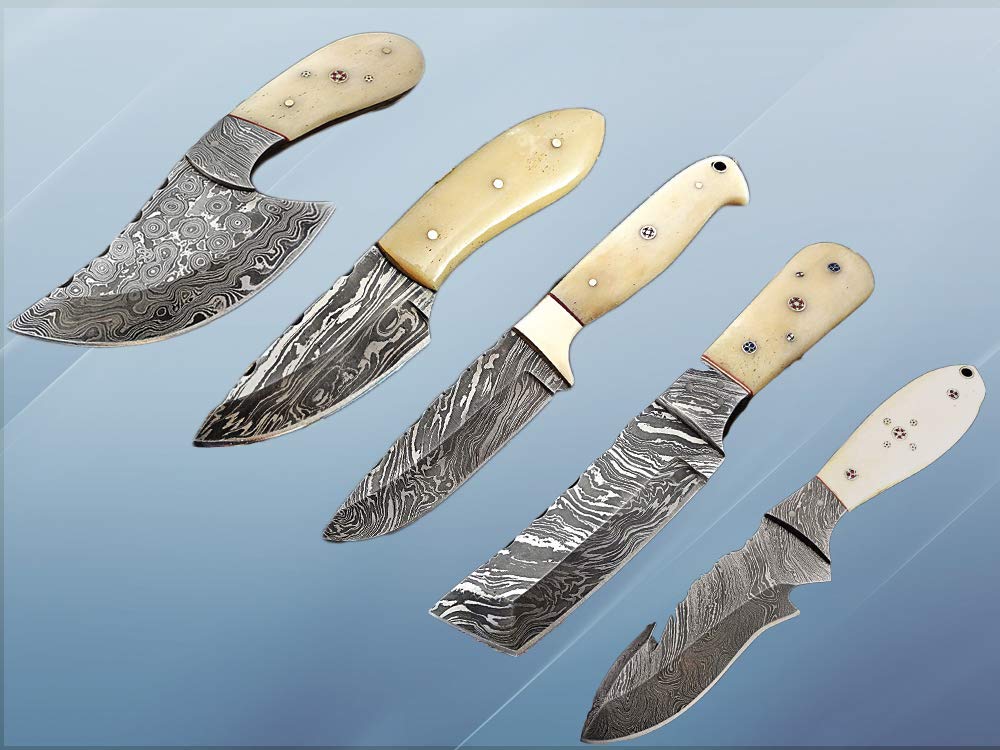 5-Piece Damascus Steel Skinning Knives Set - 44