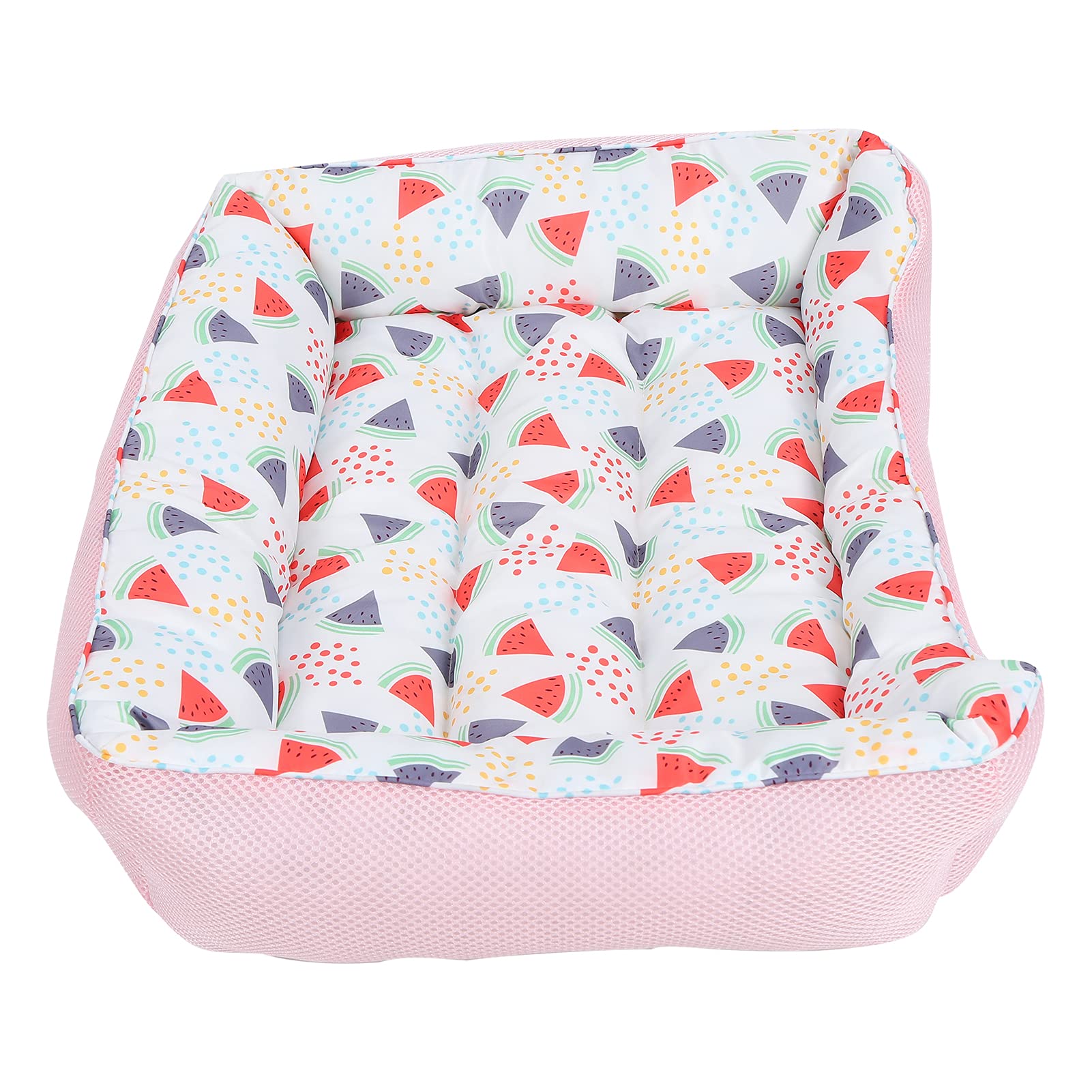 Washable Square Pet Bed for Small & Medium Dogs - Portable Dog Mat with Cloth & PP Material, Pink (Medium Size) - Perfect for Indoor Use, Travel, and Crate Training