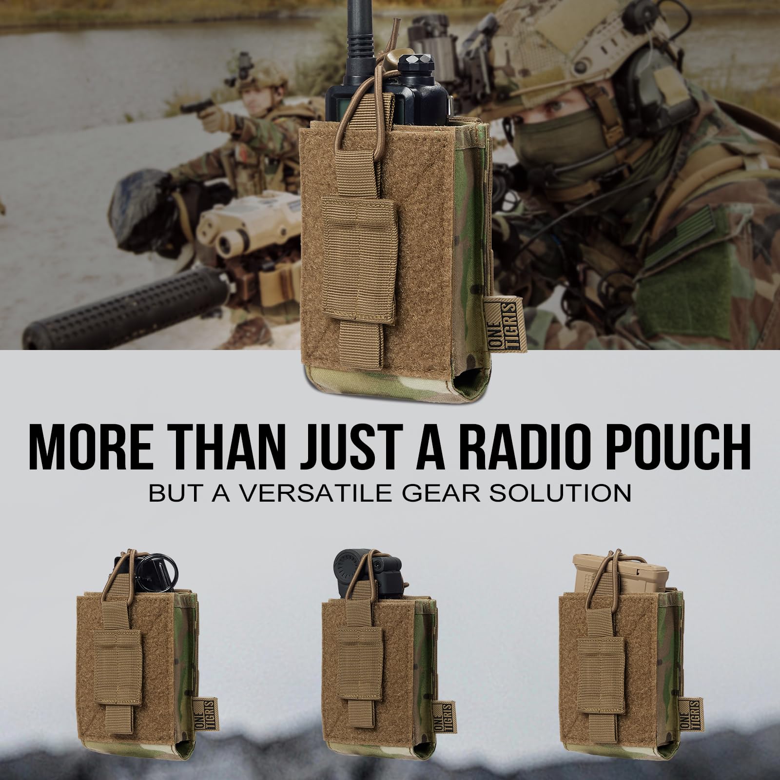 OneTigris Nylon MOLLE Radio Holster Pouch for BaoFeng UV-5R BF-F8HP Walkie Talkie - Tactical Gear for Outdoor Adventures, Hiking, Camping & Emergency Communication