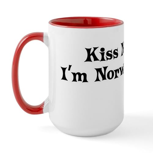 White/Red Inside - Kiss Me, I'm Norwegian Large Mug