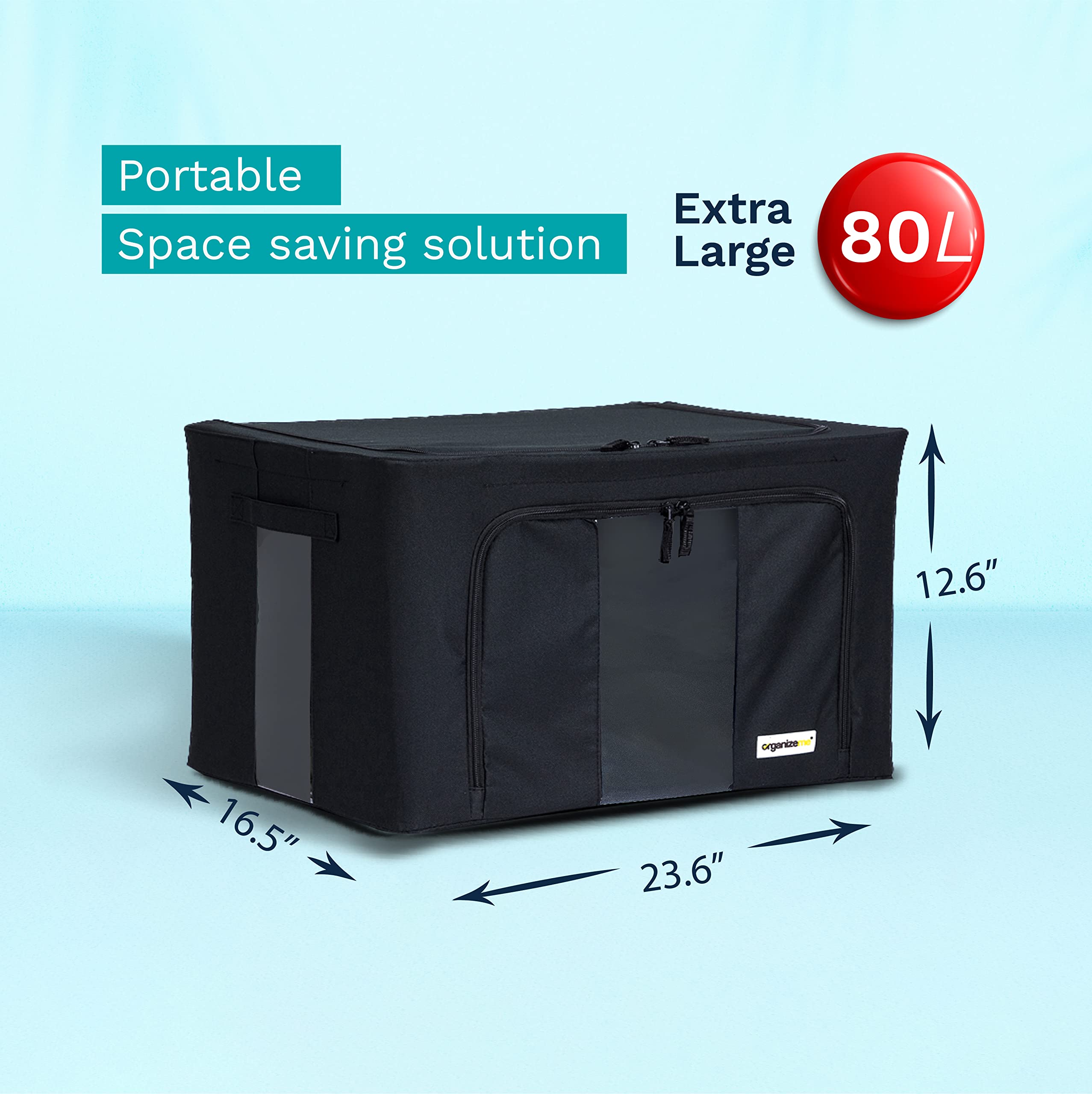 Foldable Clothes Storage Organizer - 2 Pack Large Capacity Collapsible Closet Boxes with Sturdy Handles & Premium Fabric - Under Bed Blanket Storage Bins with Strong Zippers (X-Large, Black) - Perfect for Seasonal Clothing, Bedding & Home Organization
