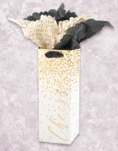 Confetti Cheers Wine Bags - Elegant & Reusable Gift Bags for Champagne, Wine Bottles - Perfect for Weddings, Bridal Showers & Celebrations