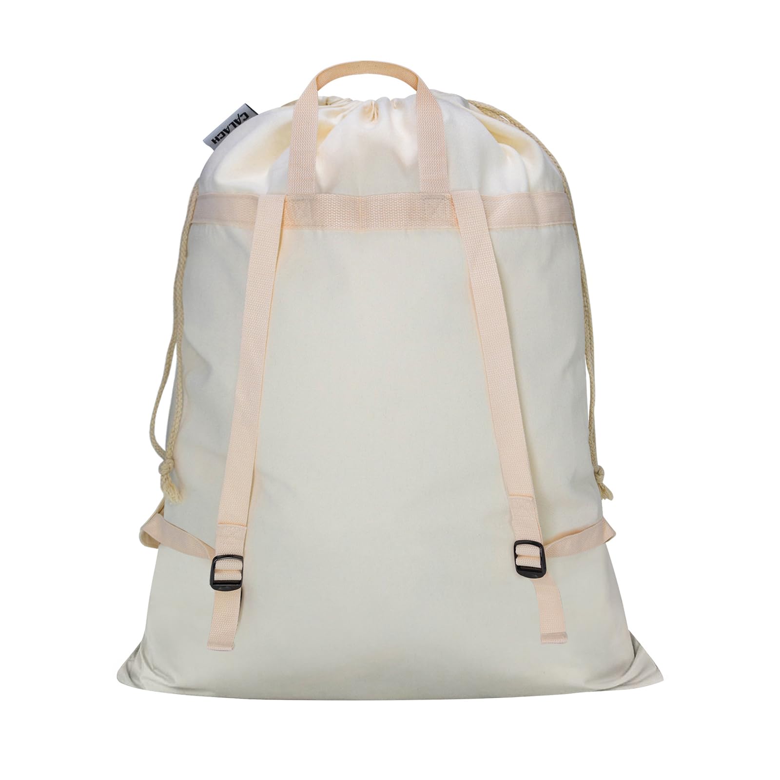 Extra Large Heavy Duty Laundry Backpack with Shoulder Straps & Handle - Durable Canvas Laundry Bag for College, Travel, Camping & Gym - Perfect for Dorm, Laundromat & Outdoor Adventures (Beige)