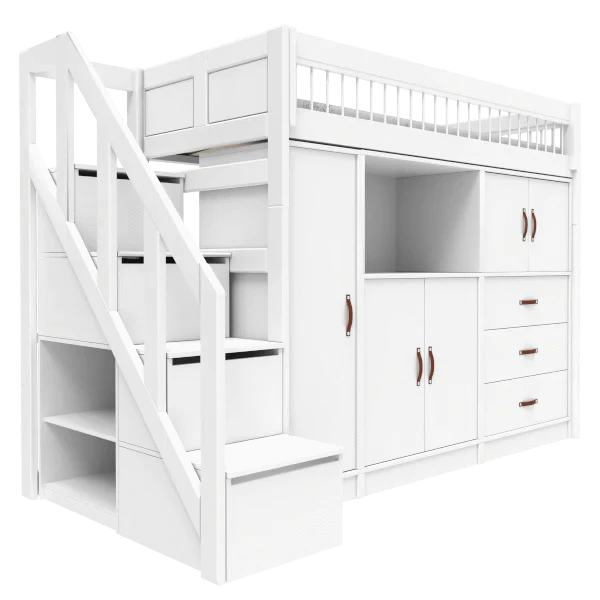 High Sleeper Bed with Storage - 177 cm Breeze Loft Bed for Kids & Teens - Space-Saving Furniture for Small Bedrooms & Dorm Rooms