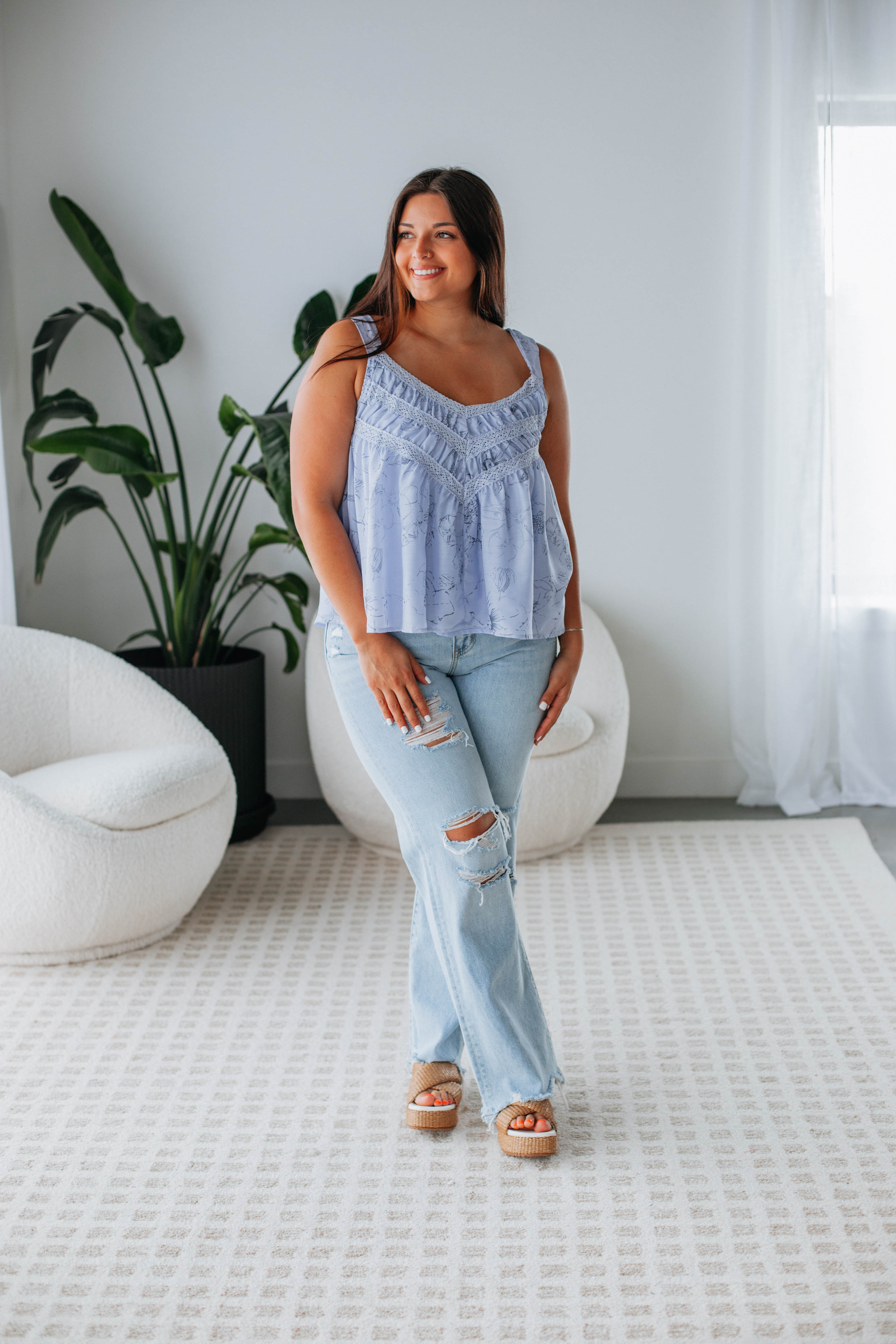 Cecilee Floral Tank Top for Women - Summer Sleeveless Blouse with Floral Print - Perfect for Beach, Vacation & Casual Outings