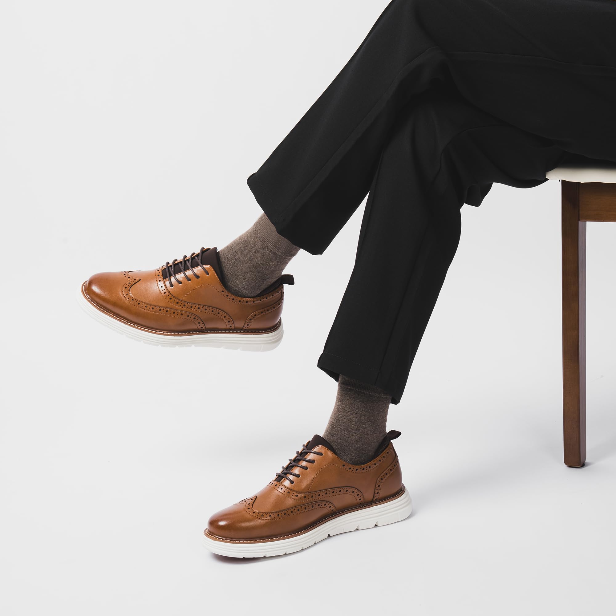 Men's Dress Shoes - Sporty Oxfords & Comfortable Brogue Wingtip Business Casual Sneakers with Non-Slip Rubber EVA Outsole | Perfect for Office, Weddings & Formal Events