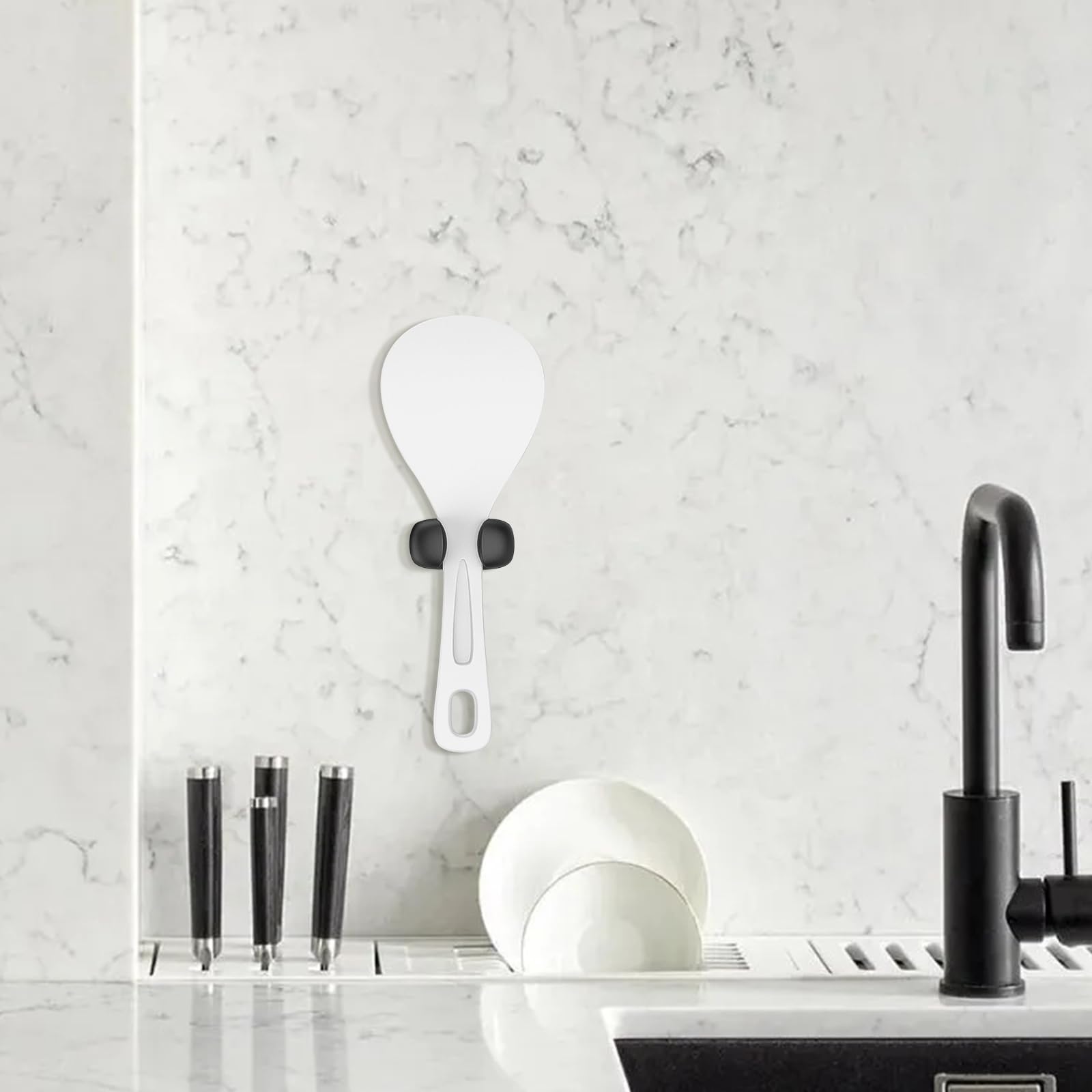 **Silicone Rice Scoop Clip Holder - Adhesive Spoon Rack for Kitchen, Wall Mounted Traceless Rice Cooker Spatula Storage & Towel Hooks - Perfect for Small Space Organization & Kitchen Accessories**    *(Use Case: Ideal for organizing kitchen utensils, saving counter space, and keeping rice scoops, spatulas, and towels within easy reach.)*